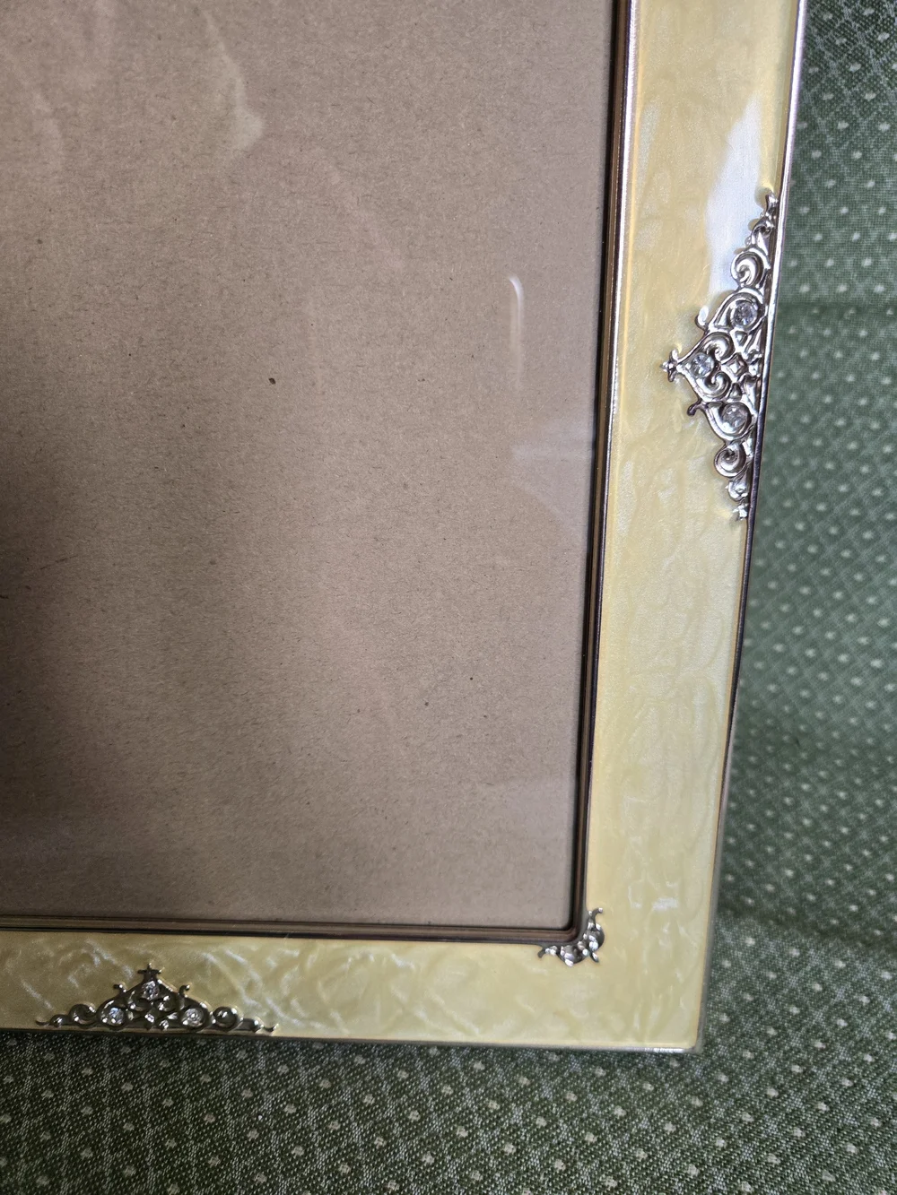 Elegant Yellow Gold Faux Marble Design with Silver Accent Scrolls Phone Frame